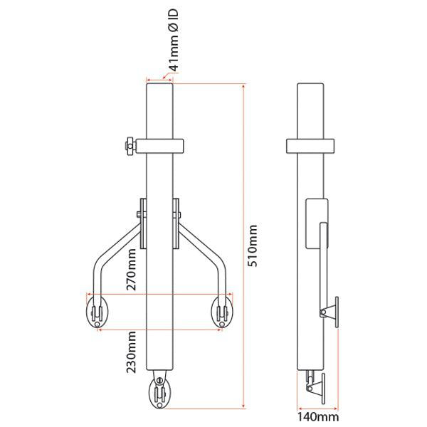 Stainless Steel Outrigger Base Wishbone suits 41mm Poles - Sold as Pair