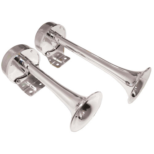 Trumpet Horn - Dual - Chrome Plated Plastic with Stainless Steel - Economy - 225mm
