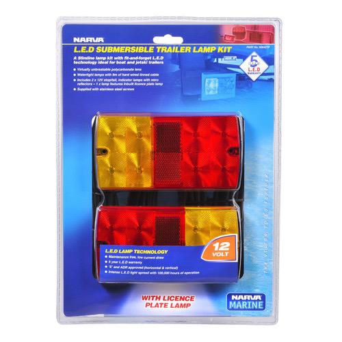 12V Model 36 L.E.D Slimline Submersible Trailer Lamp Pack w/ 9m of Hard-Wired Cable per Lamp