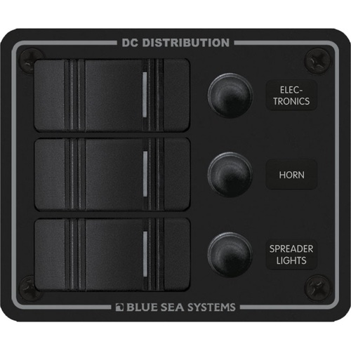 Water Resistant Circuit Breaker Panel 3 Position-Black