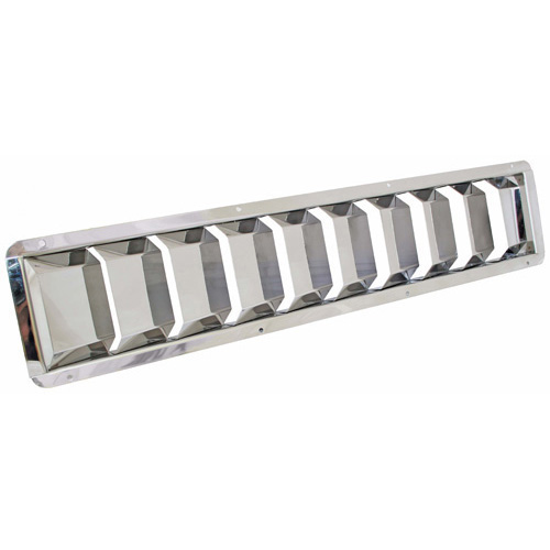 Louvre Vent - Polished 304 Stainless Steel - Raised Flat Top Style - Ten Louvre - 530mm