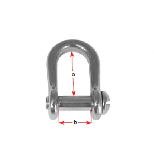 Standard 'D' Shackle - Pressed Stainless Steel Slotted Pin