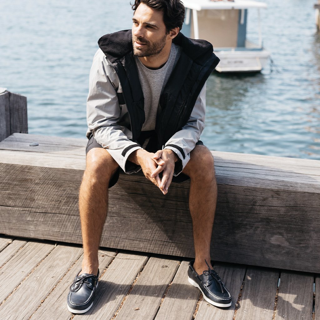 Flinders Leather Deck Shoe Navy