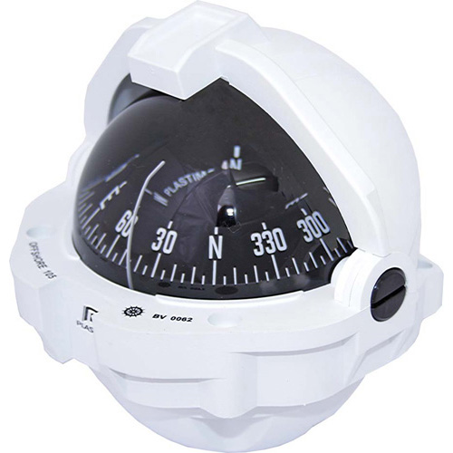 Offshore 105 Powerboat Compass - White - Flush Mount - With Conical Black Card