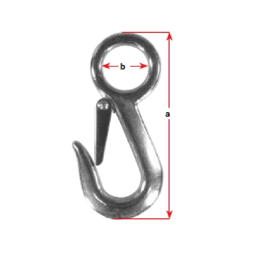 Eye Snap Hook - Stainless Steel - Max Opening: 23mm - Break Load: 1000kg