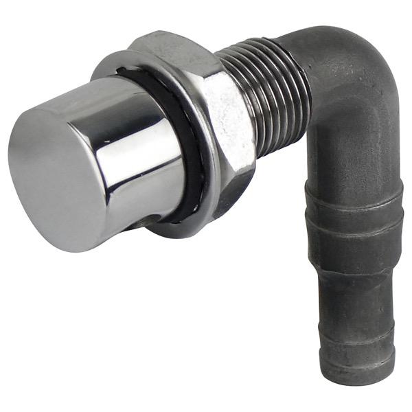 13-16mm S/S Fuel Breather - Round Head - 90 Degree Bend Down