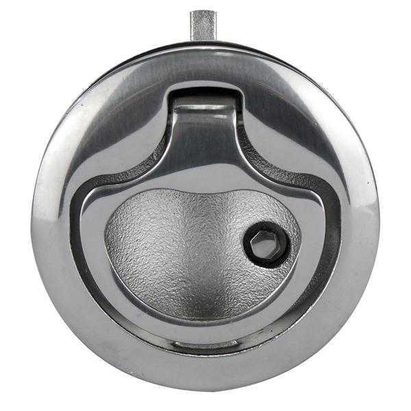 Stainless Steel Round Flush Lift Ring Catch w/ Lock - 62mm x 52mm