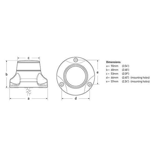 2NM NaviLED 360 PRO - All Round Red Navigation Lamp - Surface Mount, White Base