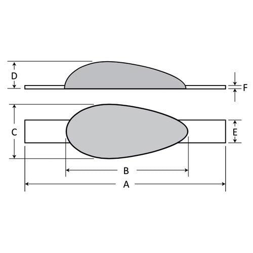 Aluminium Tear Drop Block Anode w/ Steel Strap
