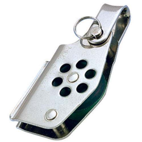 Stainless Steel Block Sheave Dia 24mm - Single Block w/ V Cleat, Becket & Shackle