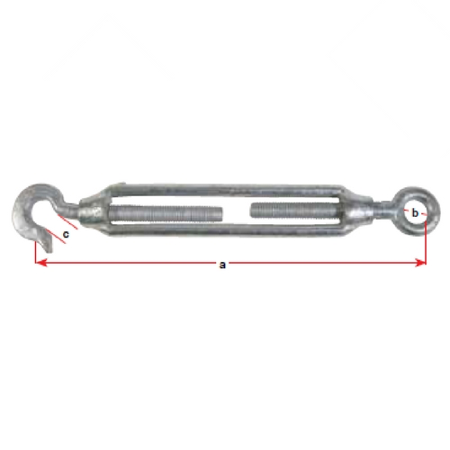 Open Body Turnbuckle - Galvanised Hook and Eye