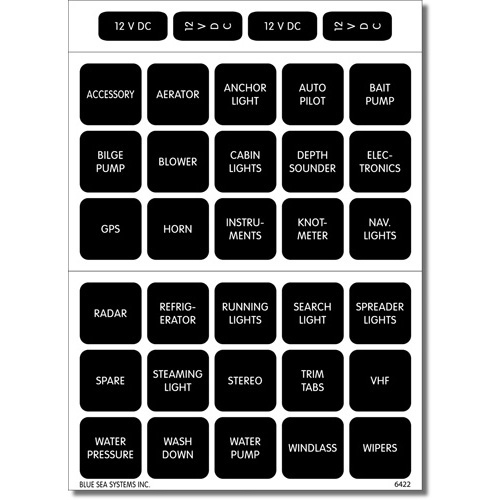 Waterproof DC Label Kit - 30 Black Square Labels V1