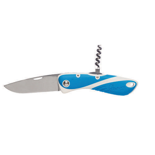 Aquaterra  Knife - Plain Blade w/ Corkscrew - Blue/White