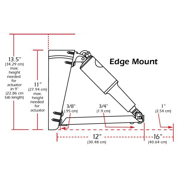 12V Edge Mount Trim Tab Kit - No Swicth
