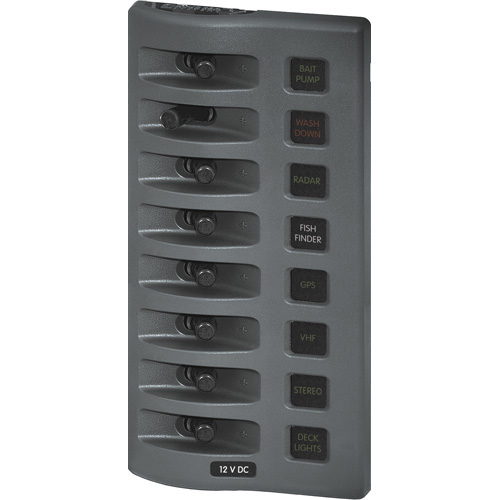 WeatherDeck 12V DC Waterproof Fuse Panel - Gray 8 Positions