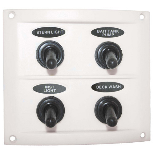 Splashproof White 4 Switch Panel