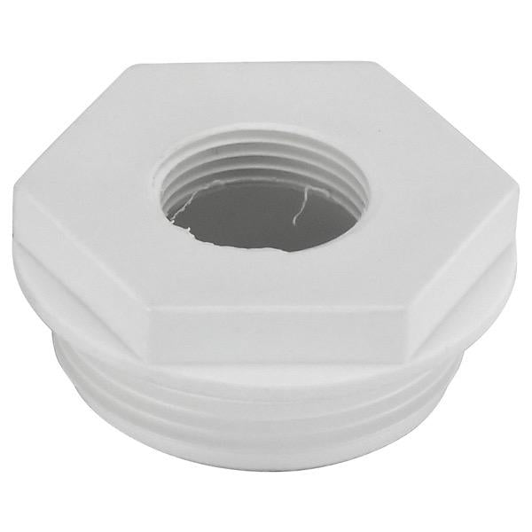 White Threaded Vent Plug - Vented - 3/4" BSP (F) - 1-1/2" BSP (M)