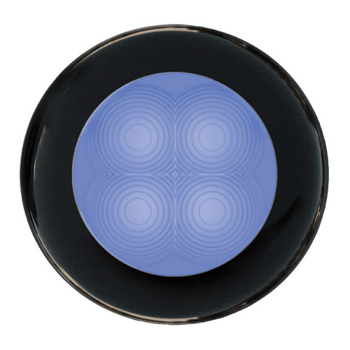 Led Round Blue 12V Black Rim