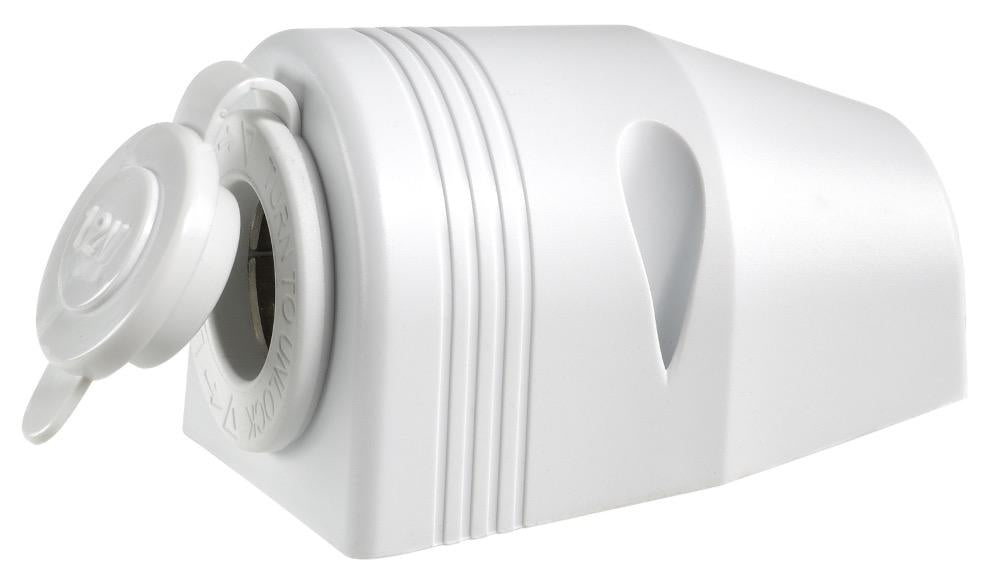 Heavy-Duty Surface Mount Accessory Socket - White for RV and Marine Applications - Bulk Pack (1)