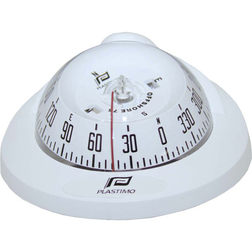 Offshore 75 Powerboat Compass - White - Flush Mount - With Conical White Card