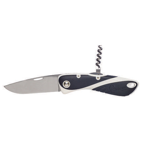 Aquaterra  Knife - Plain Blade w/ Corkscrew - Black/White