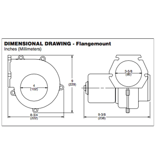 Blower - Extra Heavy Duty - Flange Mount - 100mm - 12V - 7.0 m3/minute