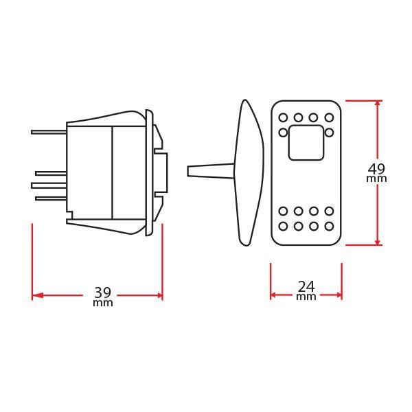 12/24V Waterproof Rocker Switch C7 - Wiper - On/Off/On