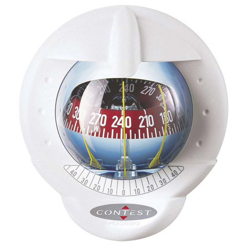 Contest 101 Sailboat Compass - White, Bulkhead Mount, With Red Card