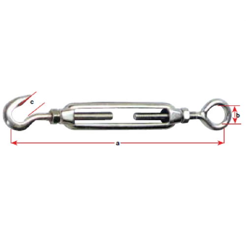 Open Body Turnbuckle - Stainless Steel Hook and Eye