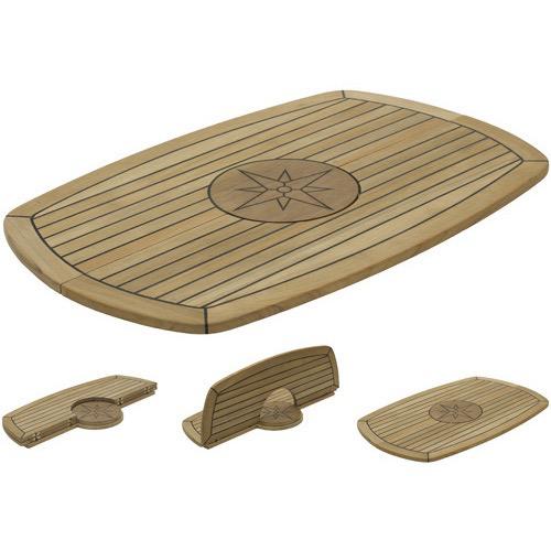 Nautic Star Teak Table Top - Folding Ellipse with Circle