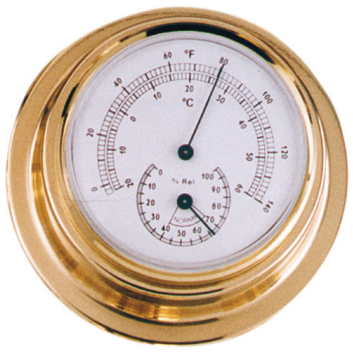 Thermometer & Hygrometer Combo - Polished Brass - 70mm