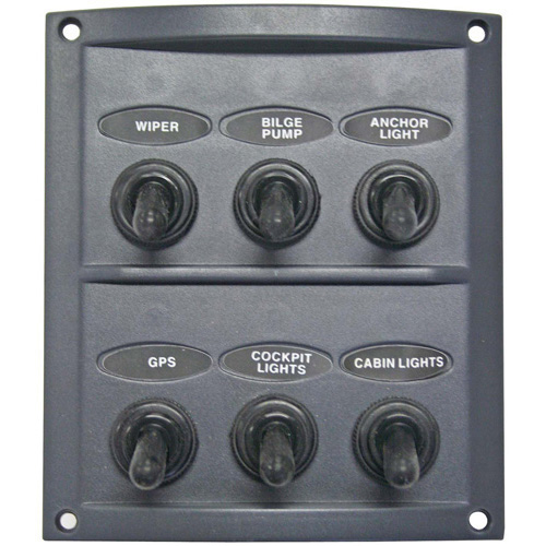 Splashproof Grey 6 Switch Panel
