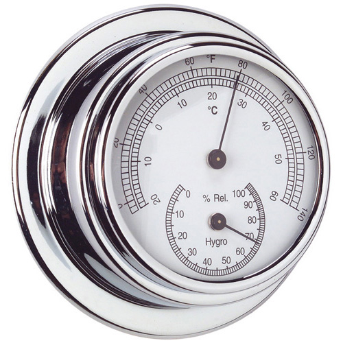 Thermometer & Hygrometer Combo - Chrome Plated Brass - 70mm