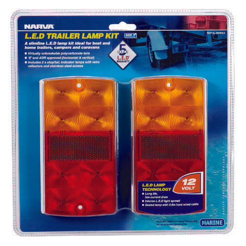 12V Model 36 L.E.D Slimline Trailer Lamp Pack w/ 0.5m Hard-Wired Tinned Cable & S/S Fittings