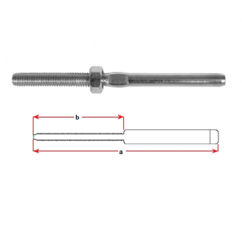 Swage Threaded Terminal - Stainless Steel