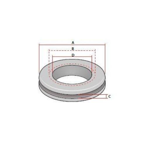 Black Panel Grommet/Trim Ring - Round - 52mm