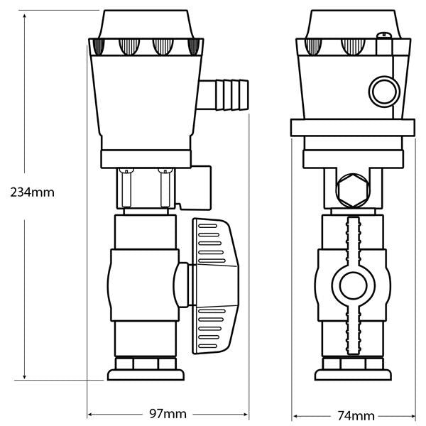 Piranha Livewell Pump Kit w/ Stainless Steel Through- Hull Pickup