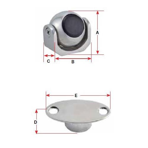 Catch Door Magnetic - Cast Stainless Steel - S/Off Flush - 34mm