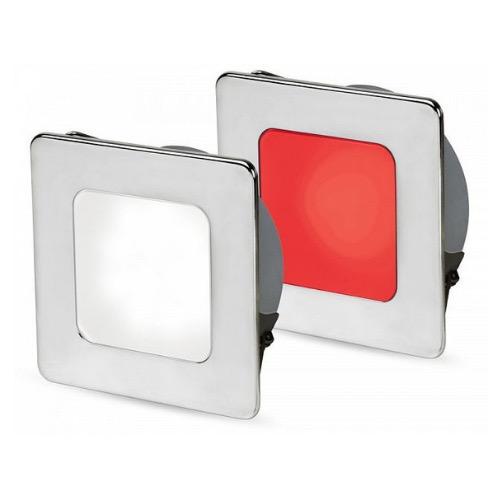 9-33V DC EuroLED 95 Gen 2 Square Downlight - Recess Mount w/ Spring Clip - White/Red Light