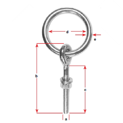 Ring Bolt - Stainless Steel - Thread(a): M8 - Inside Dia: 45mm
