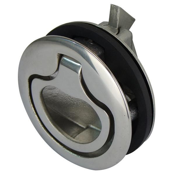 Stainless Steel Round Flush Lift Ring Catch w/ Lock - 62mm x 52mm