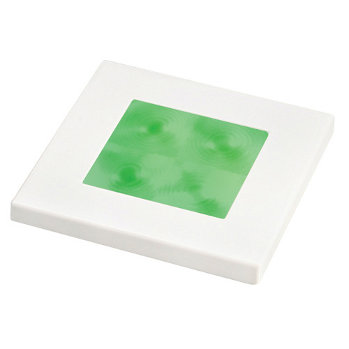 Led Square Green 12V White Rim