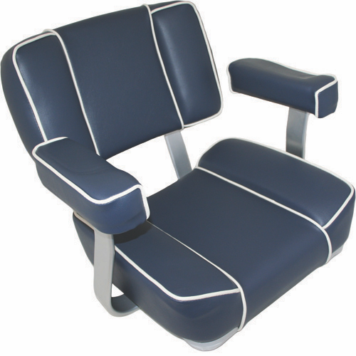 Captains Chair Dark Blue with White Piping
