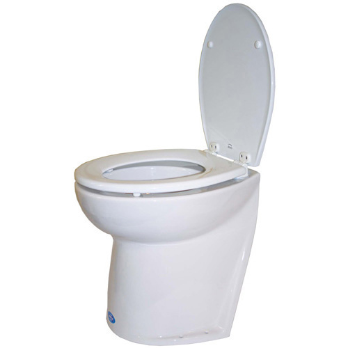 24 Volt Salt Water Deluxe Silent Flush Electric Toilet 17"""" Household Height Slanted Back