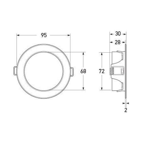 9-33V DC EuroLED 95 Gen 2 Round Downlight - Recess Mount w/ Spring Clip - Warm White/Red Light