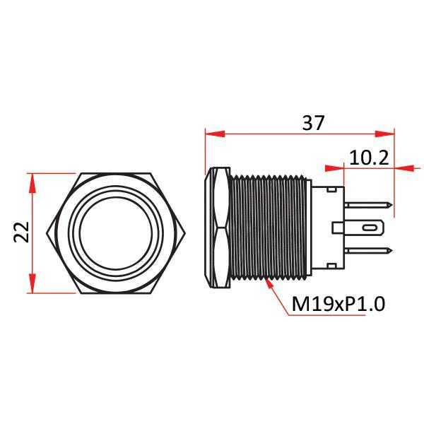 12V 20A Stainless Steel Push Button Switch - Waterproof