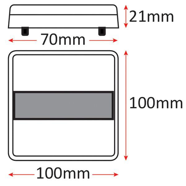 12V LED Box Trailer Light - Stop/Tail/Indicator - 100(L) x 100(W) x 21(D)mm