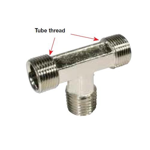 Tee Fitting - Brass - 1/4" NPT to 3/8" tube