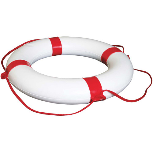 Decorative Lifebuoy Ring - White - With Red Bands