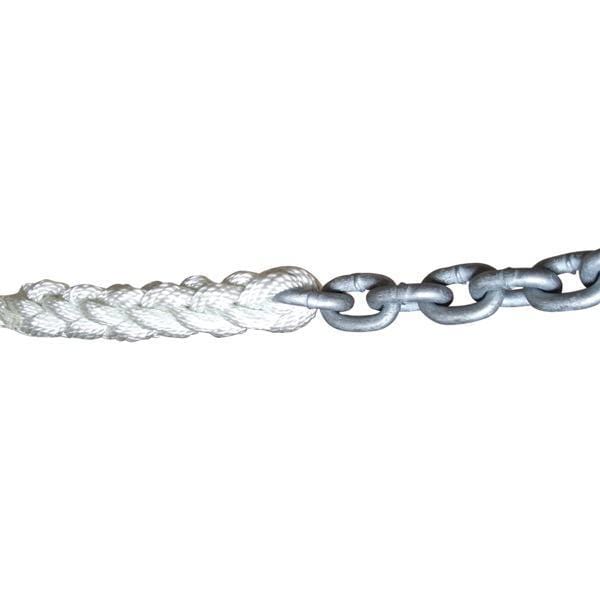 3 Strand Nylon Rope w/ Short Link Galvanized Chain